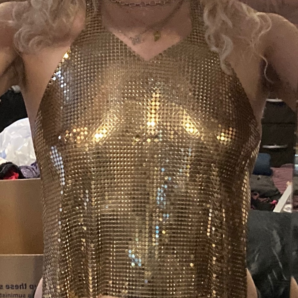 Vintage Victoria’s Secret Gold Chain Mail Metal Top- 💥Festival💥Burning Man
